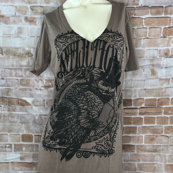 Affliction Women’s Graphic Short Sleeve V-Neck T-Shirt -NWT - Size: Large - Picture 2 of 10